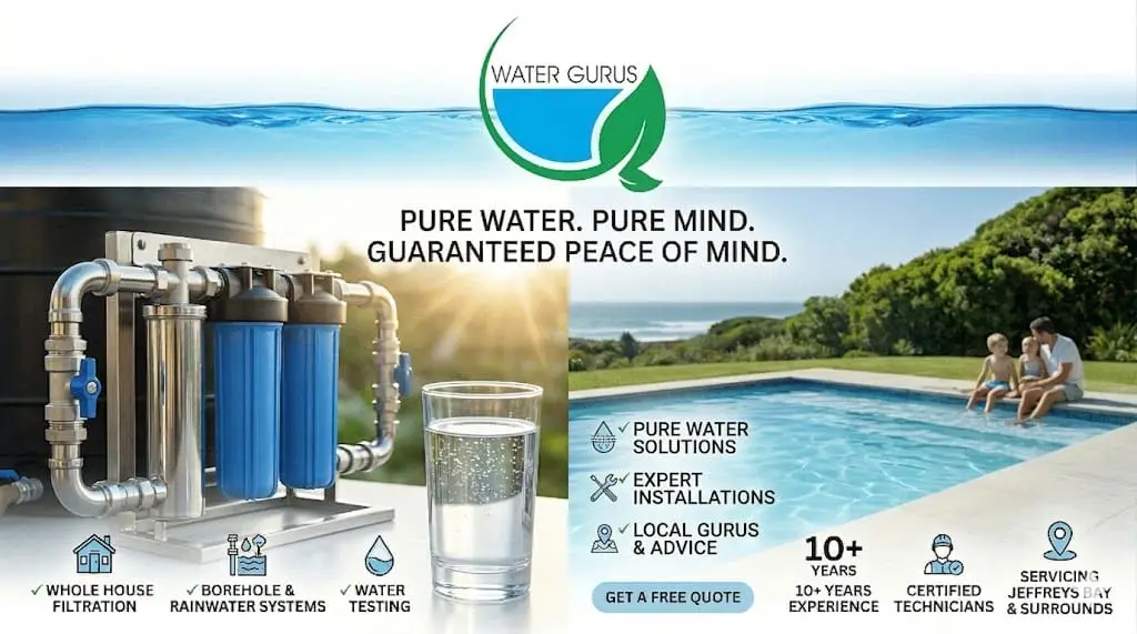 Contact professional WaterGurus filtration contractors, we provide high-performance borehole and residential water treatment solutions across the Eastern Cape, Jeffrey’s Bay